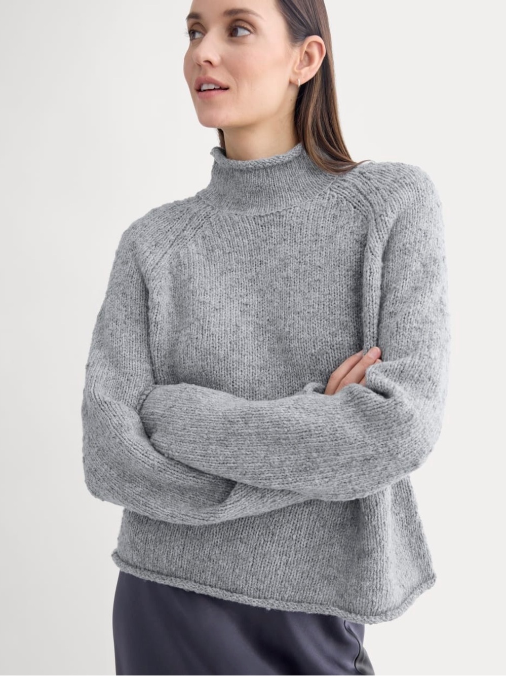 Rollneck Sweater Heather Grey/Twist NWOT